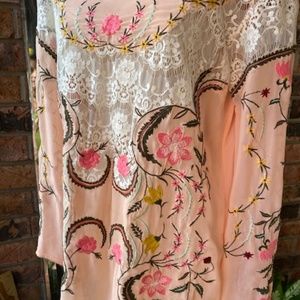 Farm Rio dress tunic embroidery and lace size smal